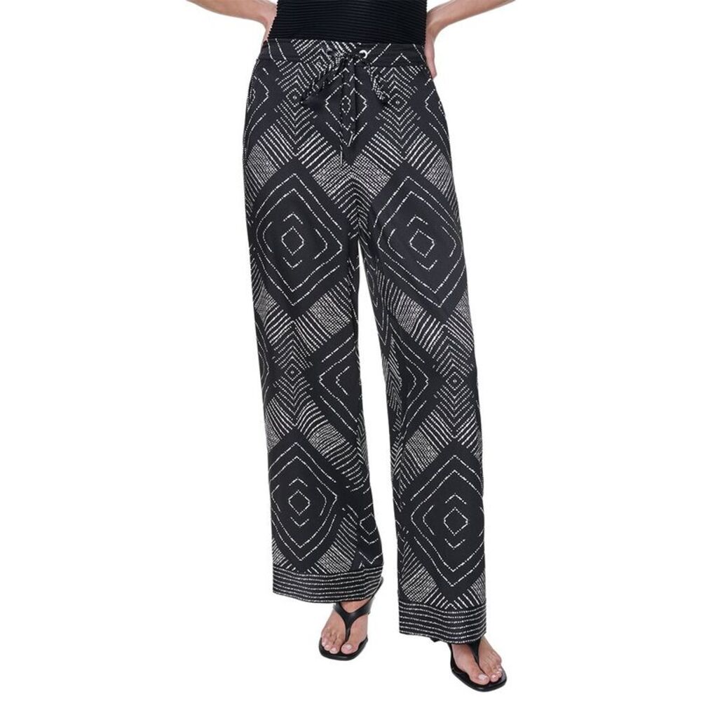 Dkny Womens  Printed Scarf Twill Pant, Black